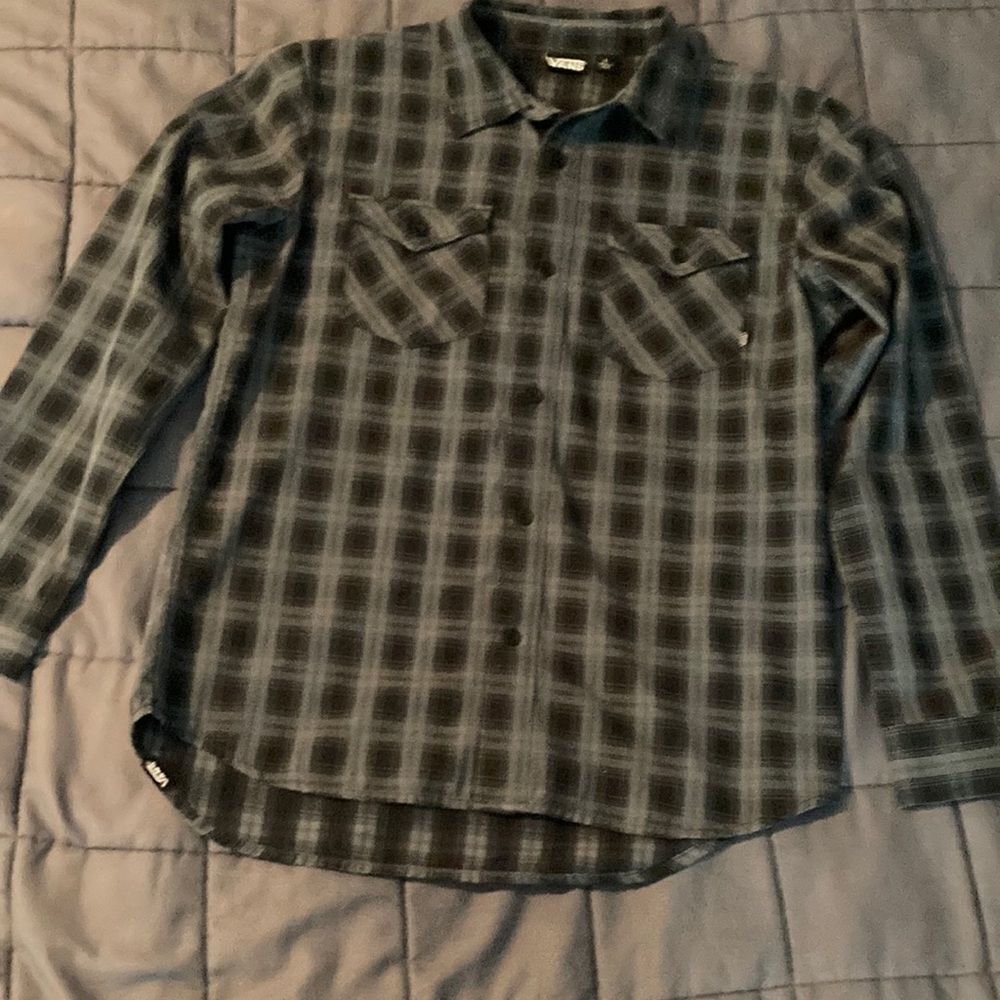 Vans Gray on Gray Plaid Button Down shirt